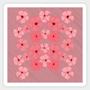Pink Floral Pattern on Pink Grain Background Sticker
